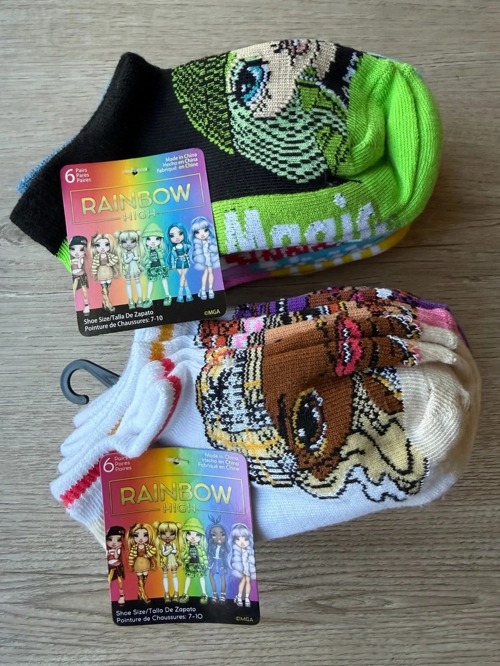 Rainbow High Girls 6-Pair Ankle Socks Bundle 12 Pairs Total NWT Shoe Size 7-10
